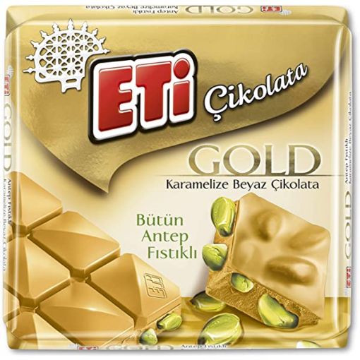 Picture of Eti Gold Caramelized Square Chocolate with Pistachio 60 g