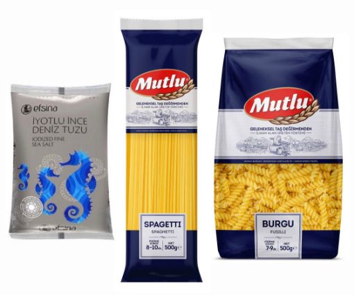 Picture of Mutlu Burgundy Fusilli 500g + Mutlu Spaghetti 500g + Efsina Sea Salt