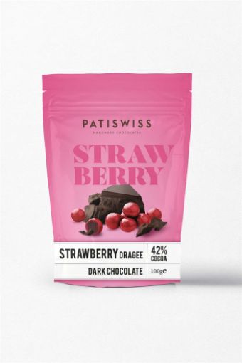 Picture of Patiswiss Strawberry Dragee Dark Chocolate 100g 53% Cocoa