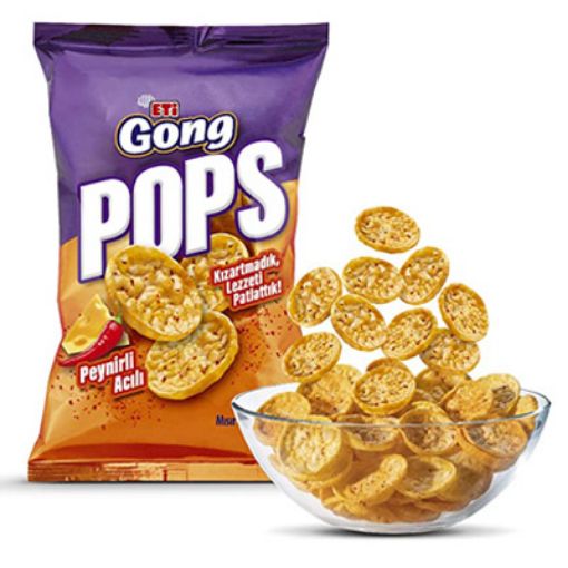 Picture of Eti Gong Pops Hot Corn Puffs with Cheese 80 g