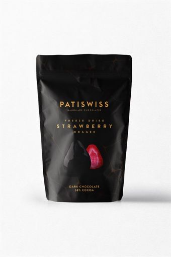 Picture of Patiswiss Strawberry Dragee With Dark Chocolate 58% Cocoa 80 G