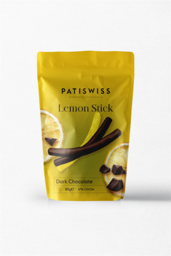 Picture of Patiswiss Lemon Stick Coated Dark Chocolate 58% Cocoa 80 g