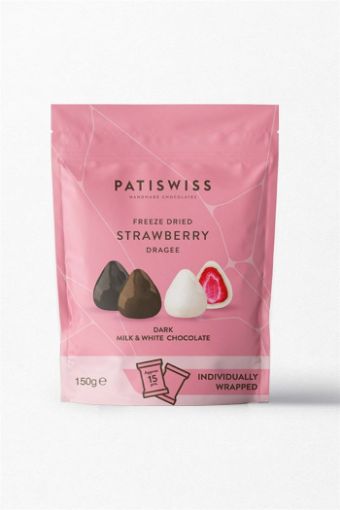 Picture of Patiswiss Dark - Milk - White Chocolate Strawberry Dragee 150 g