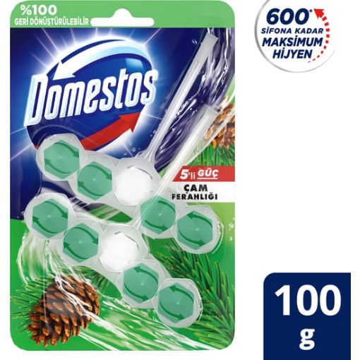 Picture of Domestos WC Block 5 Pcs x 2 Power Toilet Block Pine Freshness Maximum Hygiene 100 G