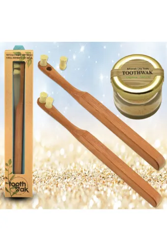 Picture of Toothwak Natural 2-pack Miswak Brush + Miswak Powder