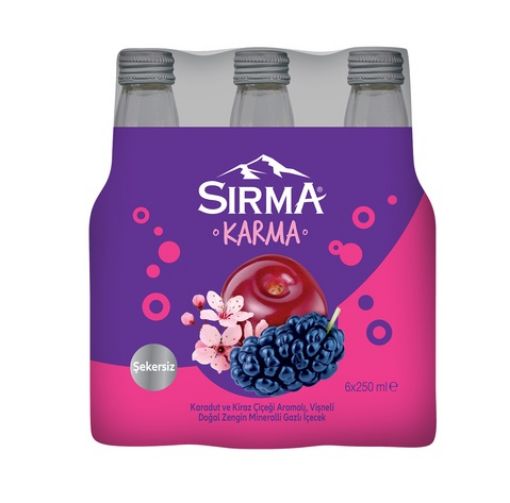 Picture of Sirma Sugar Free Mixed Black Mulberry and Cherry Blossom Flavored 6 x 250 ml