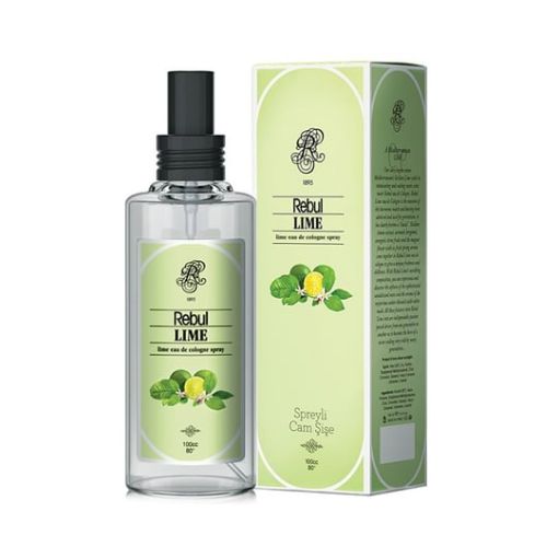 Picture of Rebul Lime Refreshing Eau De Cologne Spray Glass Bottle 100 ml