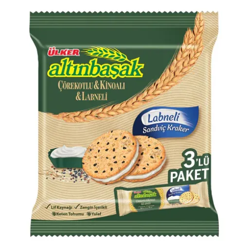 Picture of Ulker Altınbaşak Sandwich Crackers with Labneh Pack of 3 (Labneli Sandwich Crackers 3-pack) 3X60g