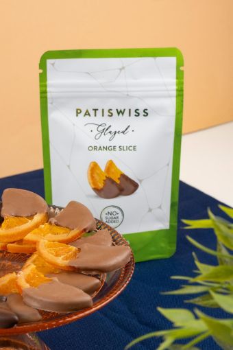 Picture of  Patiswiss Glazed Orange Slice No Sugar Added Milk Chocolate 49% Cocoa 80 G