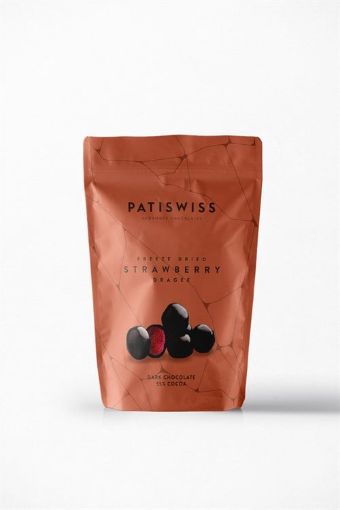 Picture of Patiswiss Handmade Chocolate Bite Size Strawberry Dragee Dark Chocolate 55% Cocoa 80G