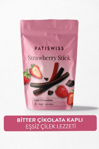 Picture of Patiswiss Strawberry Stick Dark Chocolate 57% Cocoa 80G