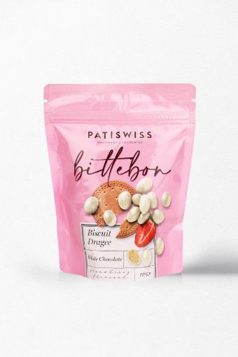 Picture of Patiswiss Handmade Chocolate Bittebon Biscuit Dragee White Chocolate 120 G