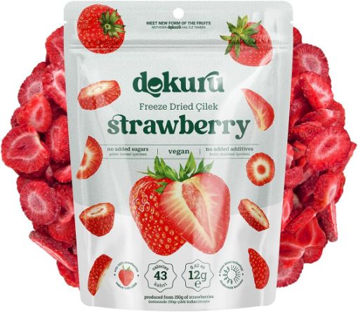 Picture of Dokuru Freeze Dried Strawberry - Freeze Dried Crispy Strawberry Fruit Chips - 18 gr