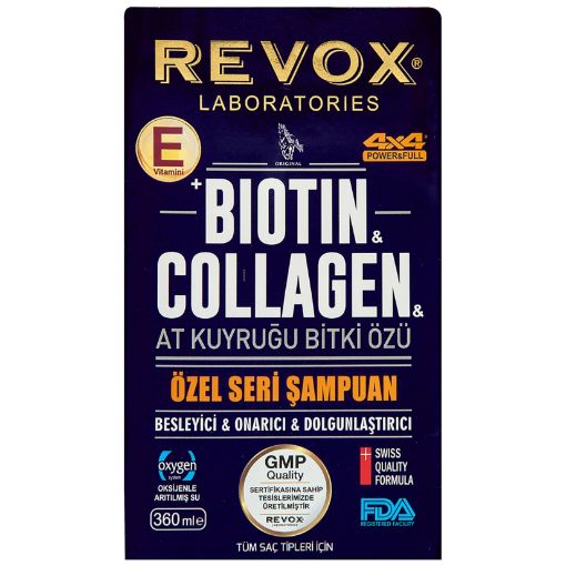 Picture of Revox Laboratories, Vitamin E, Biotin, Collagen & Horse Tail Extract, Shampoo, 360 ml