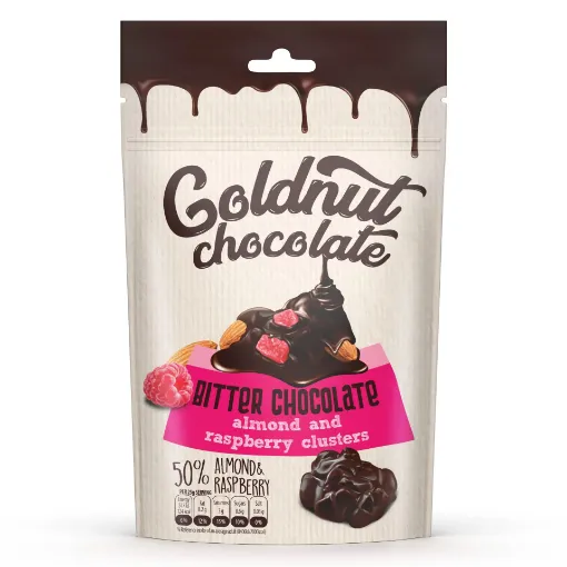 Picture of Goldnut Chocolate Dark Chocolate Almond And Raspberry Clusters 80 g