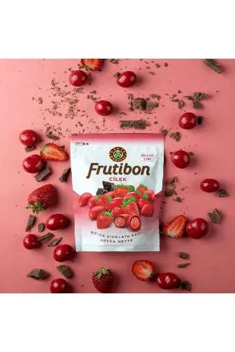 Picture of Kahve Dunyasi Frutibon Strawberry Dark Chocolate Coated Whole Fruit 50g