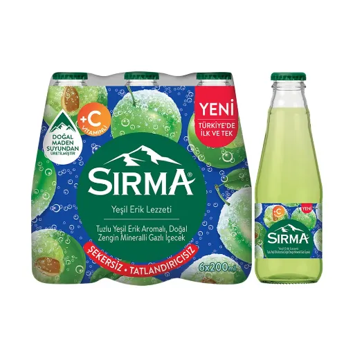 Picture of Sirma Sugar Free Vitamin C Salted Green Plum Flavored Mineral Water 6x200 ml