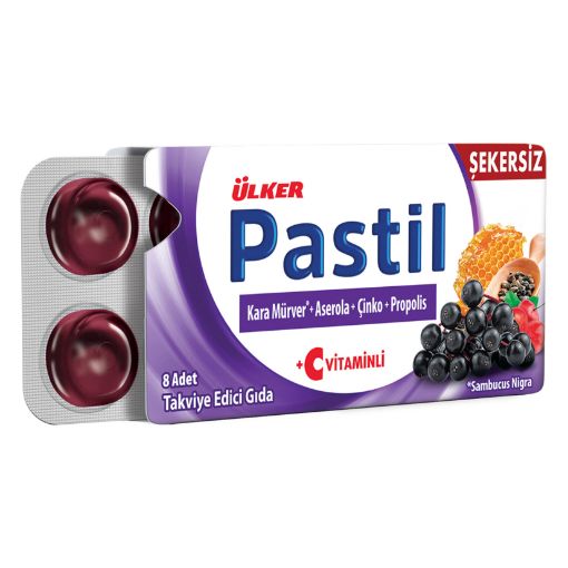 Picture of Ulker Pastil Sugar Free Black Elderberry + Acerola + Zinc + Propolis + Vitamin C 8 Pcs