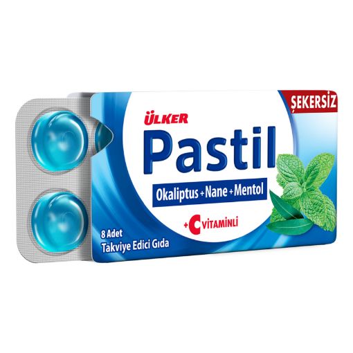 Picture of Ulker Pastil Sugar Free Eucalyptus + Menthol + Mint + Vitamin C 8 Pieces