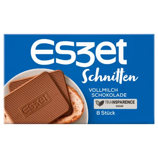 Picture of Eszet Slices Whole Milk Chocolate Transparency Cocoa 8 pieces 75 g