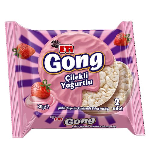 Picture of Eti Gong Strawberry Yogurt Coated Rice Puffs, 2 Pieces, 30g
