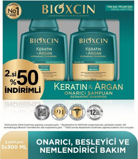 Picture of Bioxcin Keratin and Argan Repairing Shampoo 300 ml x 2