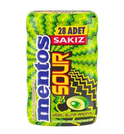 Picture of Mentos Sour Green Apple Flavored Chewing Gum 56g