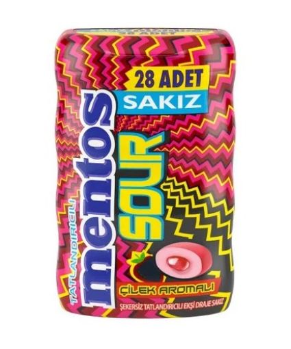 Picture of Mentos Gum Sour Strawberry Flavored 56 G