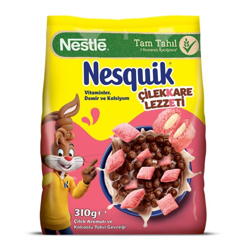 Picture of Neste Nesquik Strawberry Square Strawberry Flavored Cereal 310g