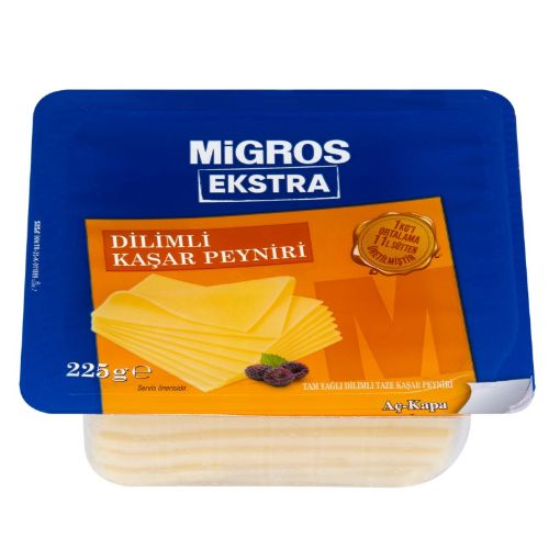 Picture of Migros Extra Full Fat Sliced ​​Fresh Kashar Cheese 225 g