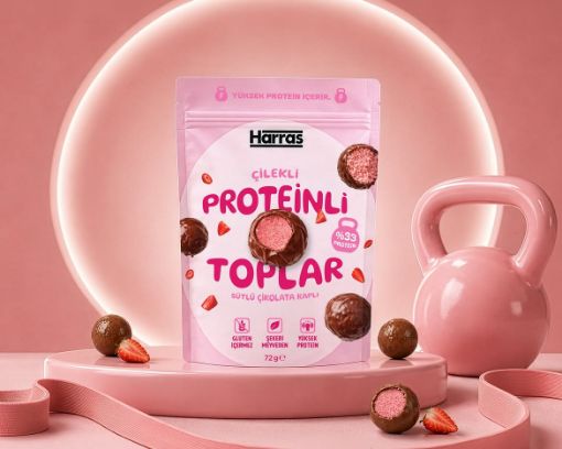 Picture of Harras Strawberry Protein Balls Coated in Milk Chocolate 72g